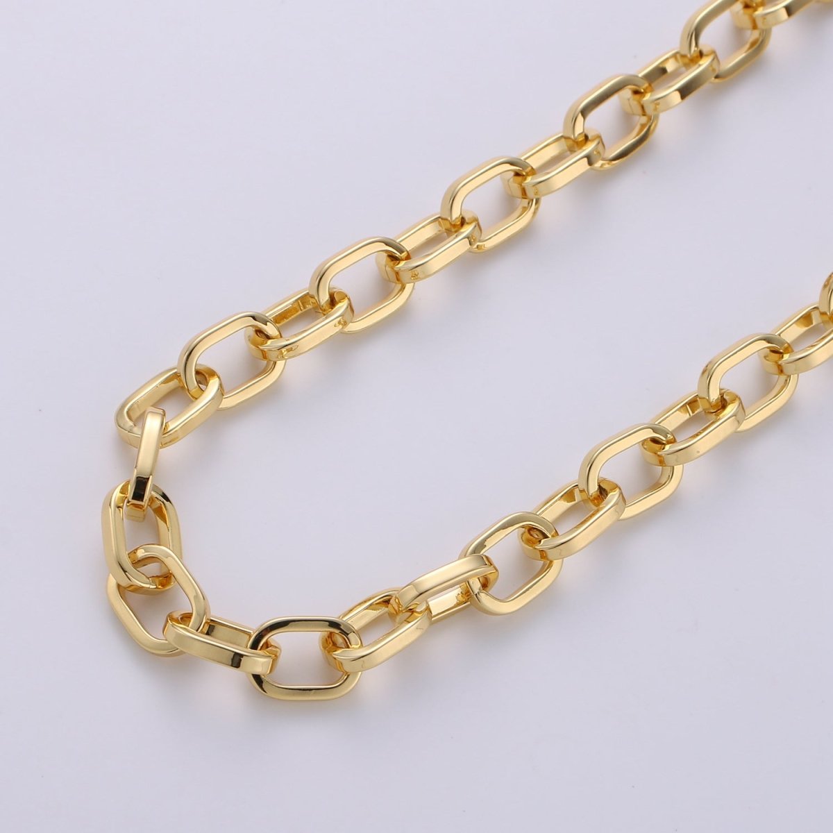 Chunky Rolo Paper Clip Oval Chain Necklace, 11X7mm 24K Gold Filled Jumbo Rolo Unfinished Chain | ROLL-243 Clearance Pricing - DLUXCA