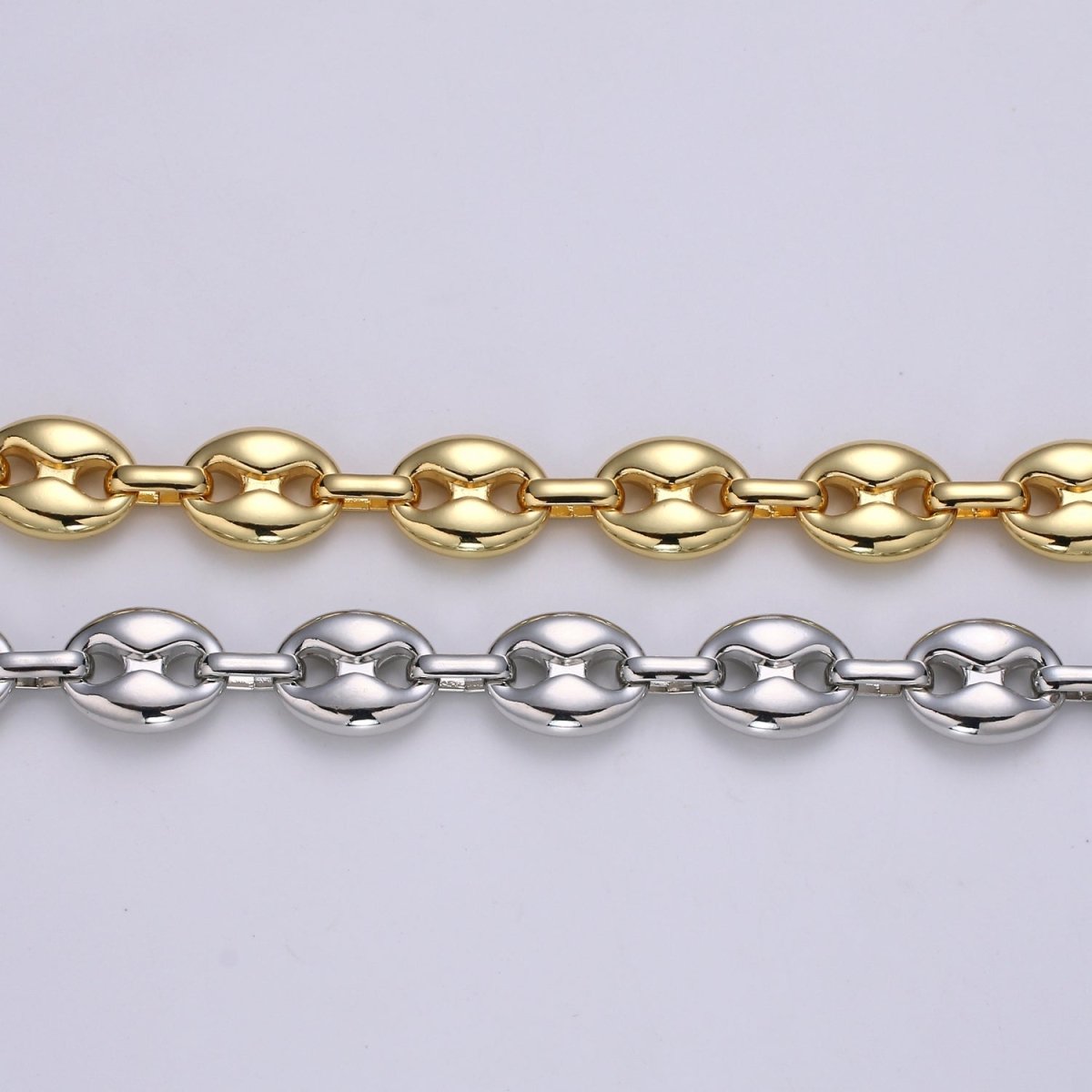 Chunky Silver Necklace Anchor Link Chain by Yard 10.5mmx13.6mm for Necklace Bracelet Component Unfinished Chain for DIY Jewelry Supply, 24K Gold Filled, White Gold Filled | ROLL-466, ROLL-467 Clearance Pricing - DLUXCA