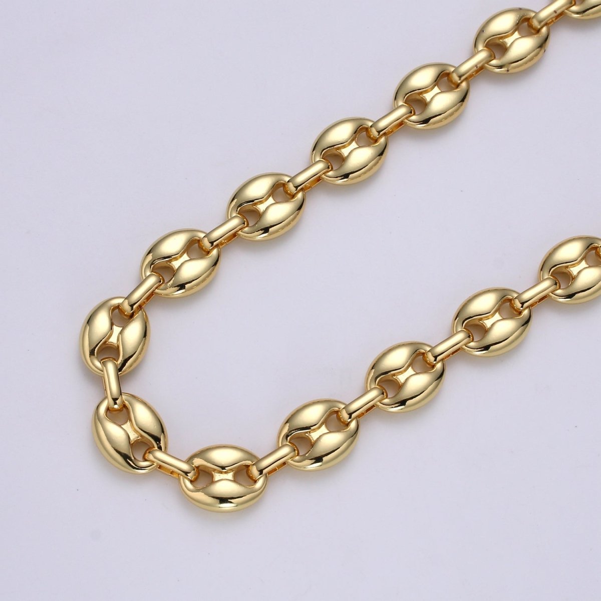 Chunky Silver Necklace Anchor Link Chain by Yard 10.5mmx13.6mm for Necklace Bracelet Component Unfinished Chain for DIY Jewelry Supply, 24K Gold Filled, White Gold Filled | ROLL-466, ROLL-467 Clearance Pricing - DLUXCA