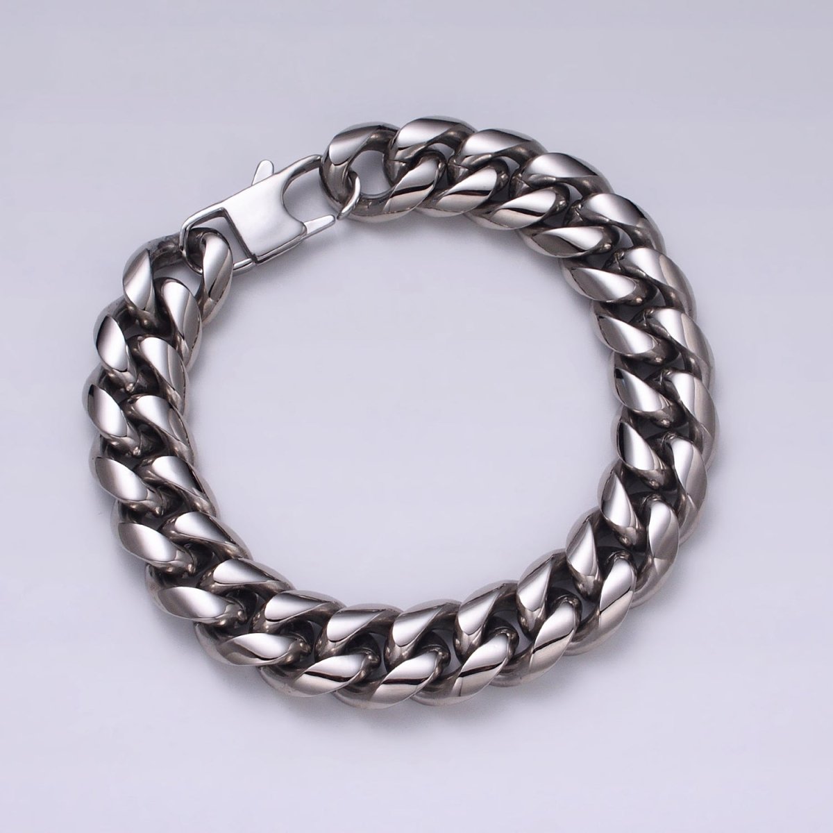 Chunky Stainless Steel Miami Cuban Curb Chain Bracelet 10mm 12mm 14mm Silver Chain Men Bracelet | WA-1648 WA-1649 WA-1650 Clearance Pricing - DLUXCA