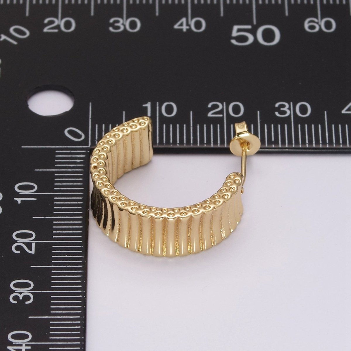 Chunky Striped hoop earrings, Modern hoop earrings 24K Gold Filled Hoop earrings T-230 - DLUXCA