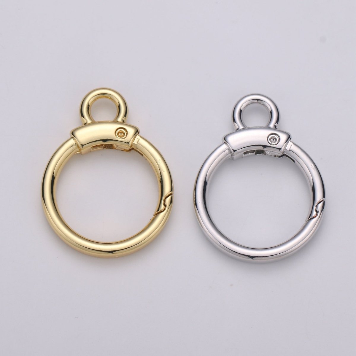Circle Push Gate Ring with Rings, Snap Clip Spring Ring, Charm Holder Clasp For Connector Wristlet Holder L-020 L-021 - DLUXCA