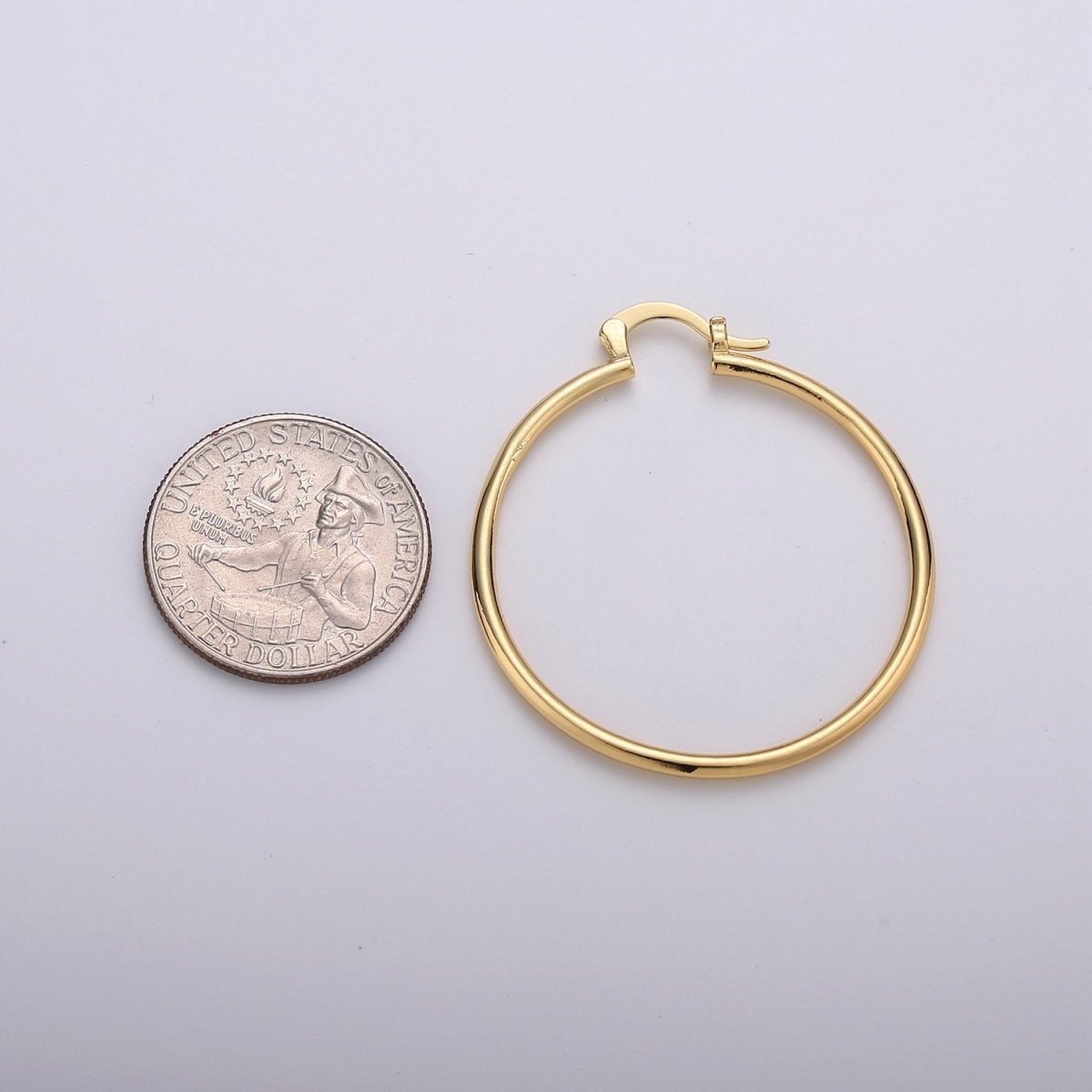 Classic Hoops Gold, 40mm Gold Hoops, Large Gold Hoop Earrings, Hollow Hoop Earrings, Chunky Hoops, Light Hoops for Every Day Wear Q-230 - DLUXCA