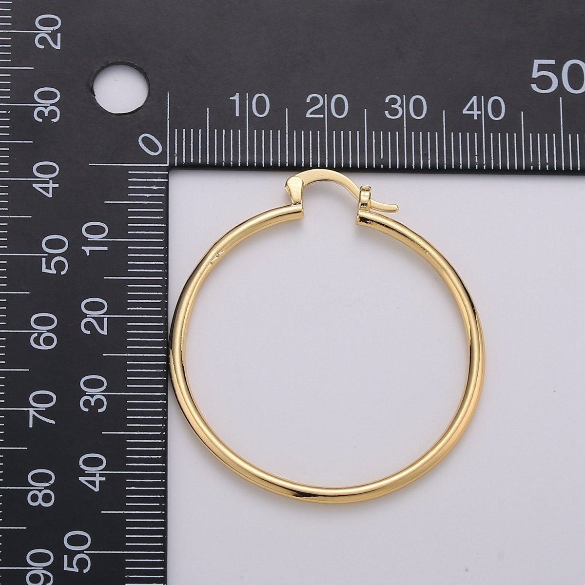 Classic Hoops Gold, 40mm Gold Hoops, Large Gold Hoop Earrings, Hollow Hoop Earrings, Chunky Hoops, Light Hoops for Every Day Wear Q-230 - DLUXCA
