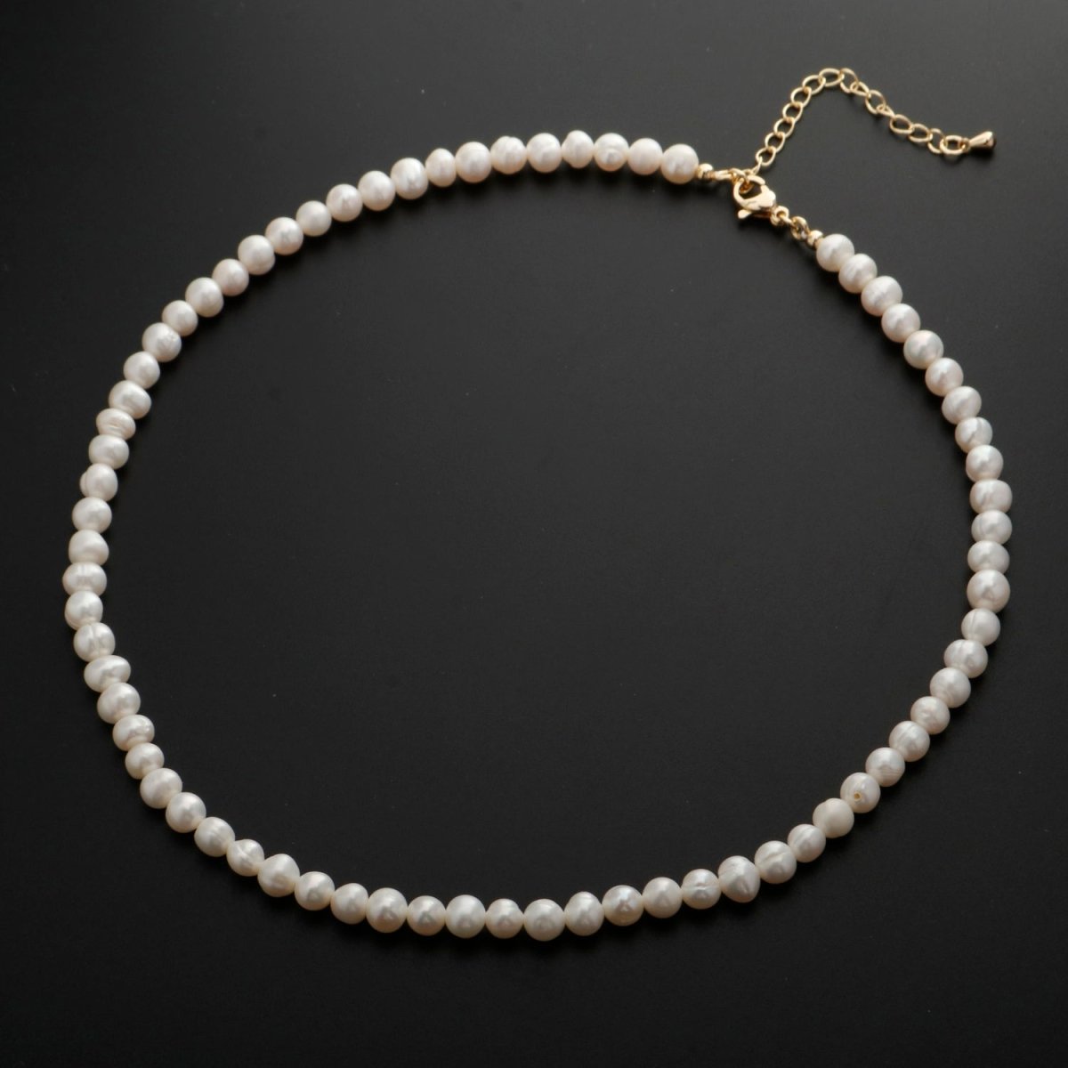 Classic Round Pearl Necklace White Fresh Water Pearl Necklace, Natural Freshwater Pearl, Genuine Pearls Wedding Bridal Jewelry | WA-333 Clearance Pricing - DLUXCA