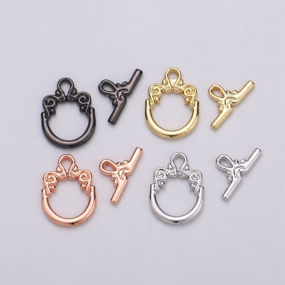 Classic Vintage Style Flower Cloud Gold Filled Toggle Clasp For Necklace Bracelet Anklet Jewelry Making L-050~L-053 - DLUXCA