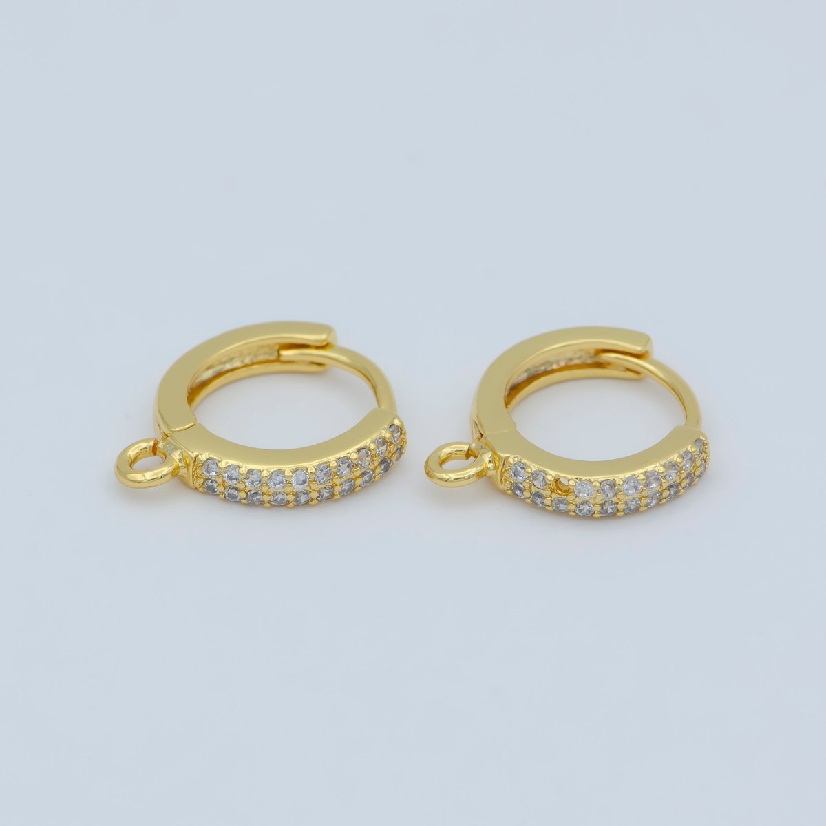 Clear cubic one touch w/ open link, Lead Nickel free 24K gold Filled Lever back earring making Component Cz Hoop L-383 - DLUXCA