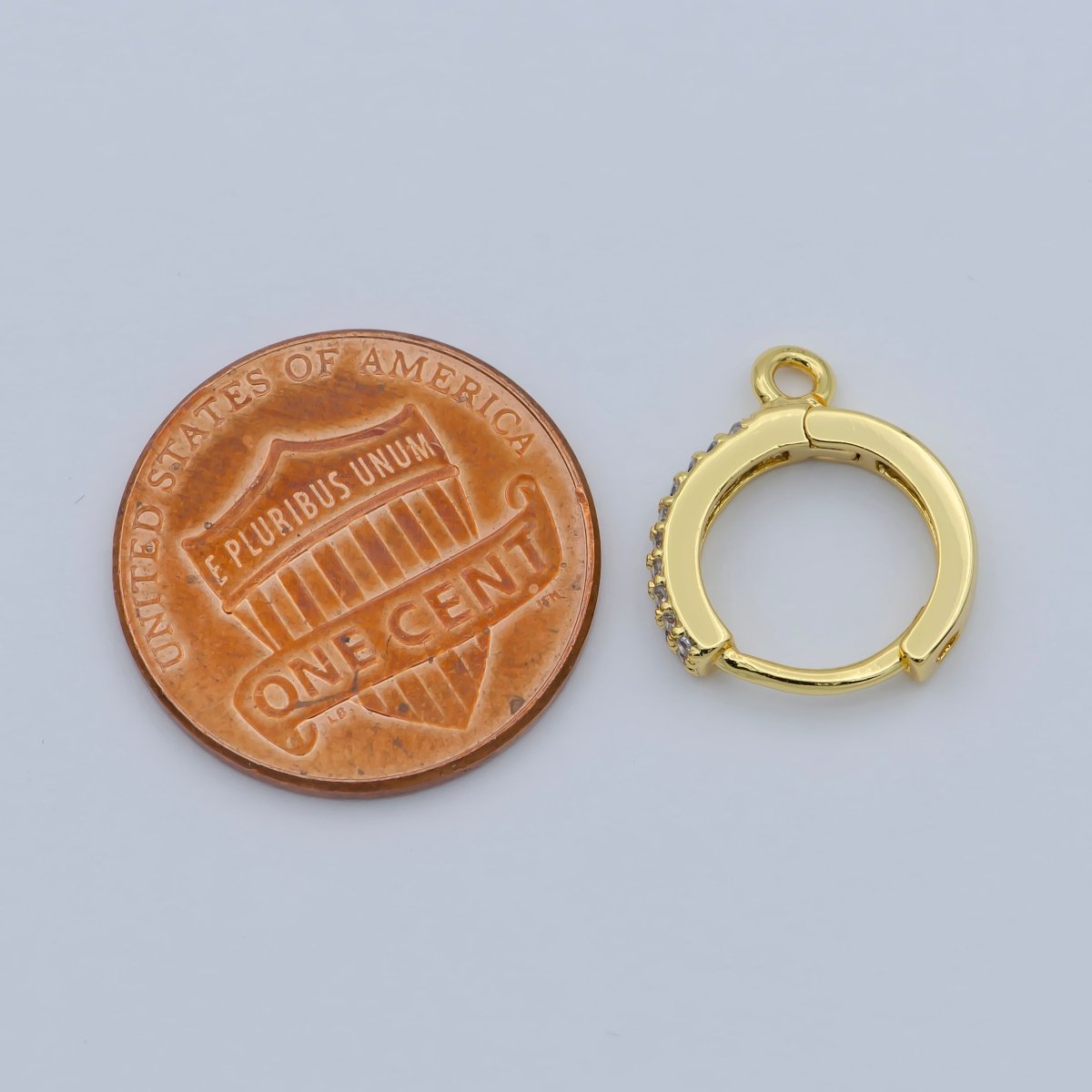 Clear cubic one touch w/ open link, Lead Nickel free 24K gold Filled Lever back earring making Component Cz Hoop L-383 - DLUXCA