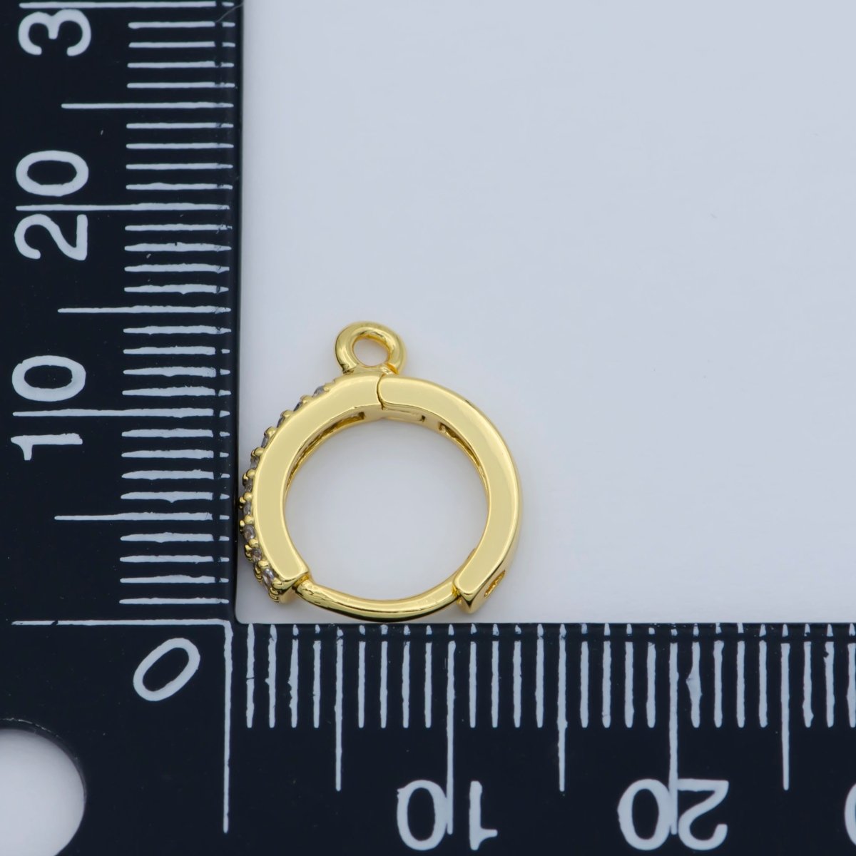 Clear cubic one touch w/ open link, Lead Nickel free 24K gold Filled Lever back earring making Component Cz Hoop L-383 - DLUXCA