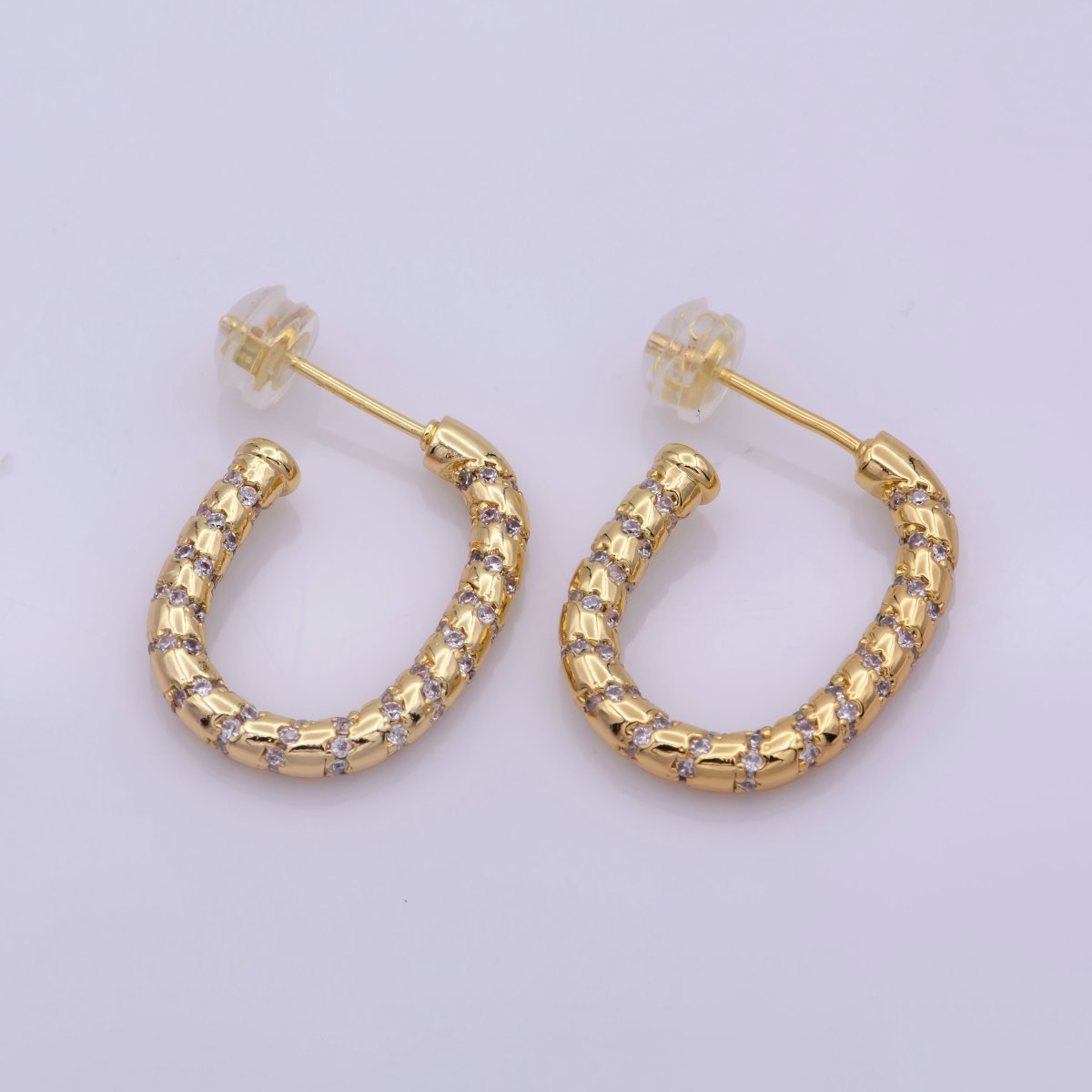 Clear Cz Hoop Earring Multi Color Cz Hoop Earring for Statement Jewelry Christmas Gift T-195 - DLUXCA