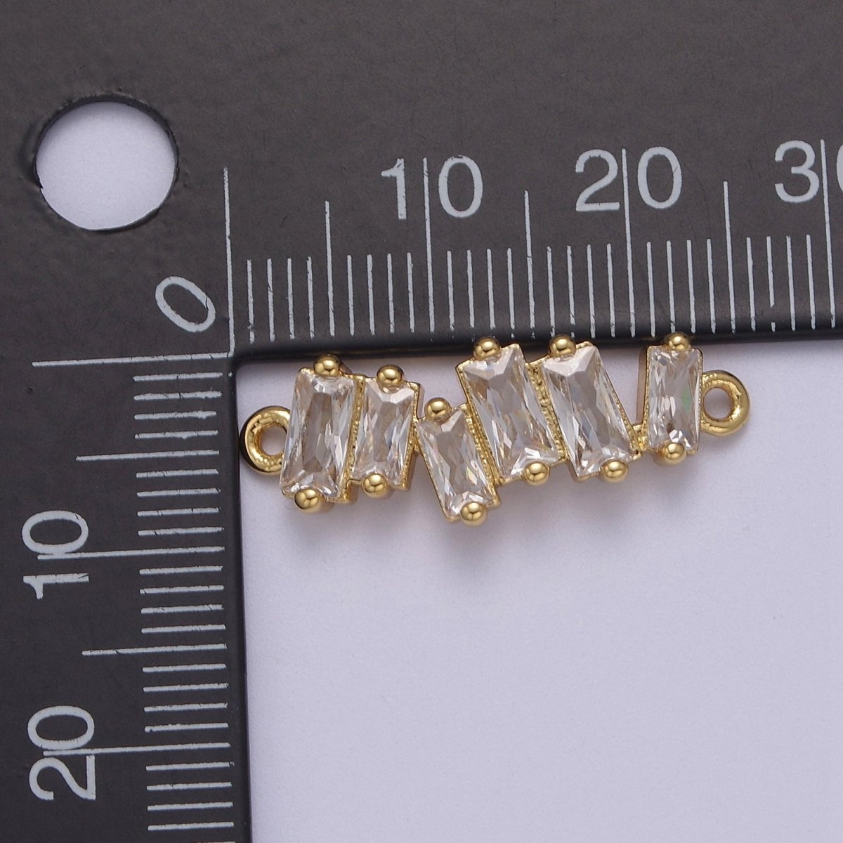 Clear CZ Micro Pave Charm Connector Wavy Line Connector Baguette Cluster Link Connector F-054 - DLUXCA