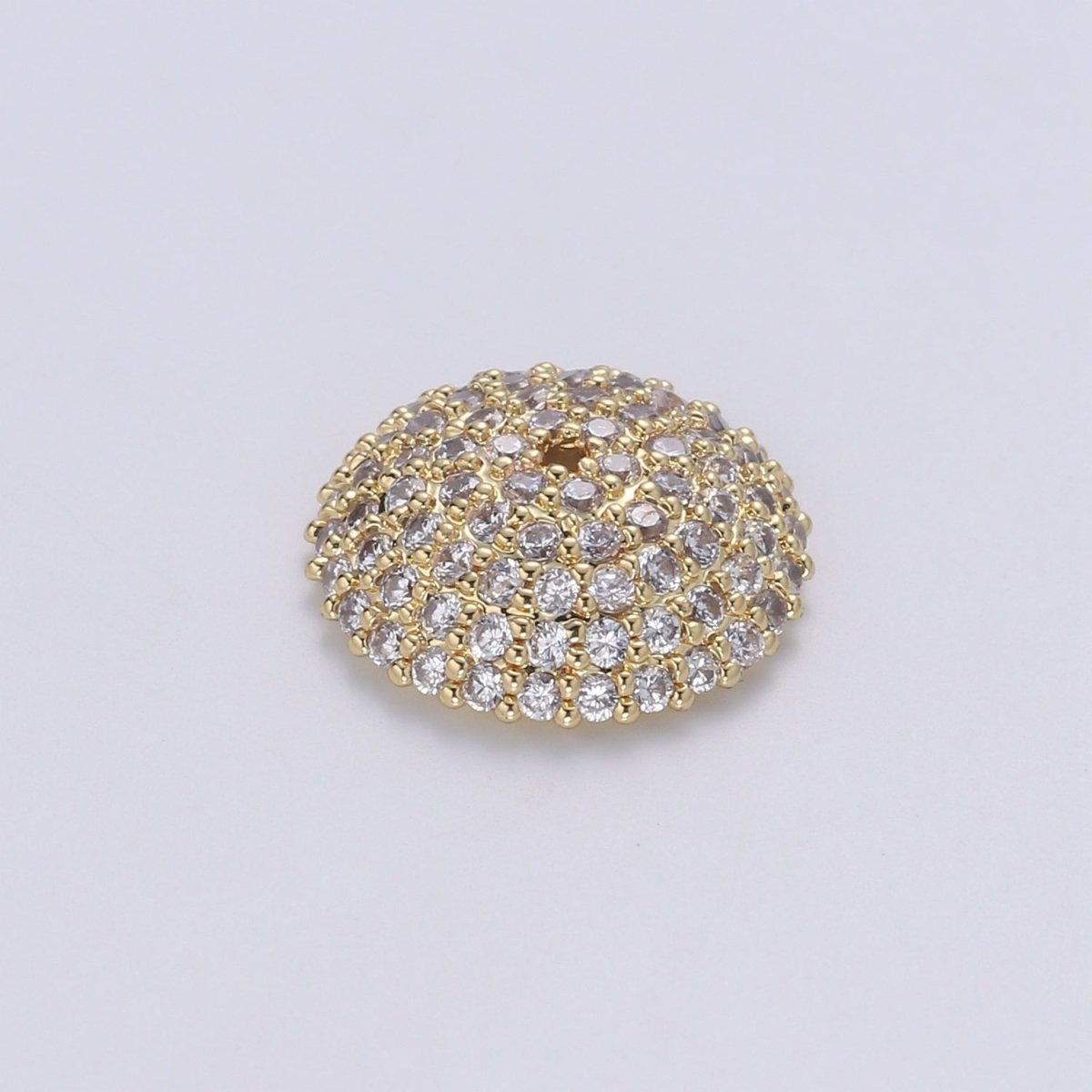 Clear CZ Round Rondelle Spacer Gold CZ Micro Pave Circle Spacer Bead, CZ Spacer Bead for bracelet making supply B-506 B-507 - DLUXCA