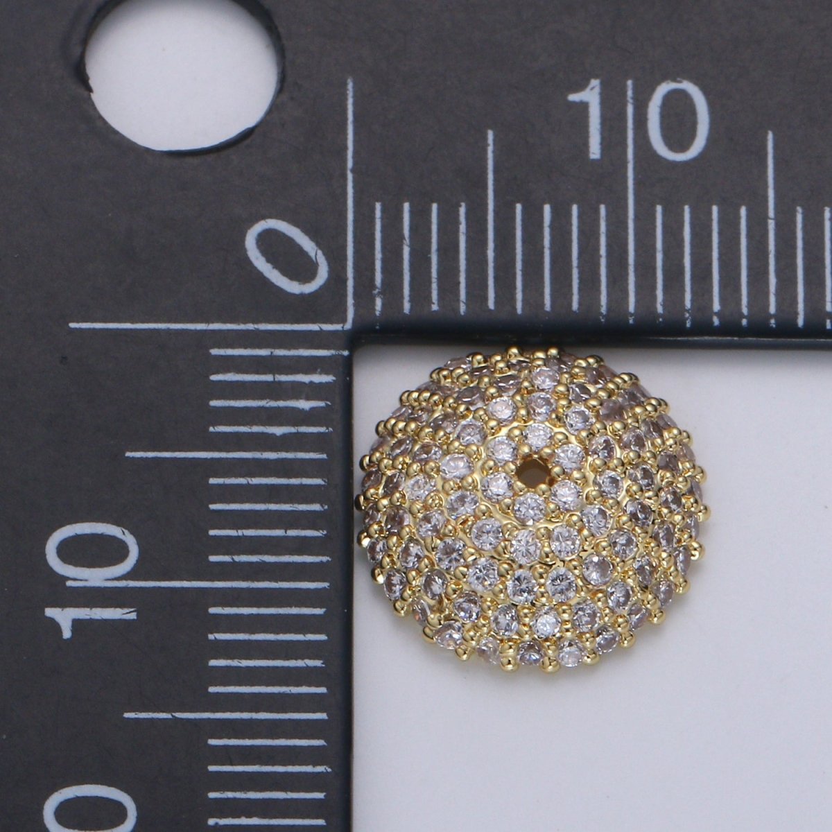 Clear CZ Round Rondelle Spacer Gold CZ Micro Pave Circle Spacer Bead, CZ Spacer Bead for bracelet making supply B-506 B-507 - DLUXCA