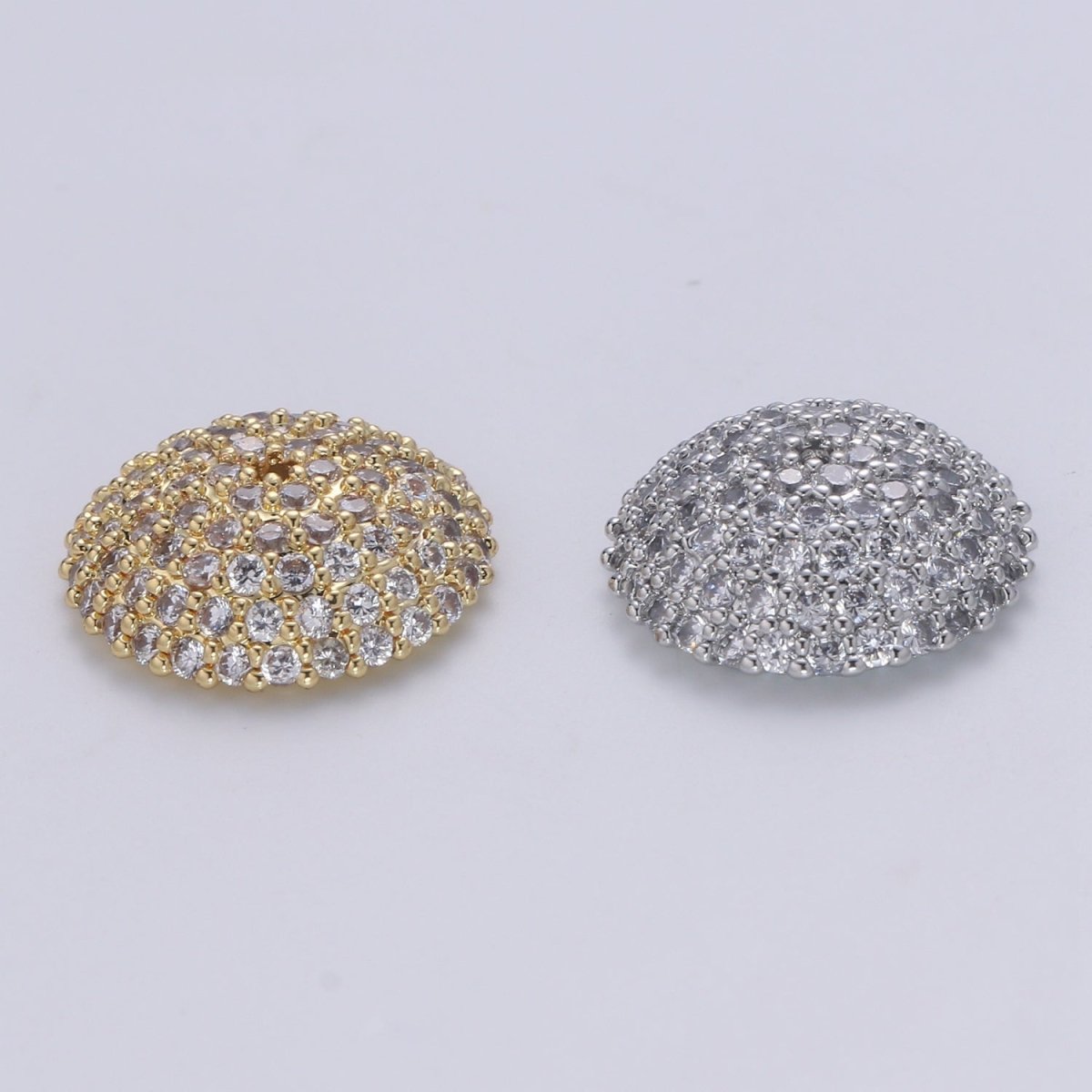 Clear CZ Round Rondelle Spacer Gold CZ Micro Pave Circle Spacer Bead, CZ Spacer Bead for bracelet making supply B-506 B-507 - DLUXCA