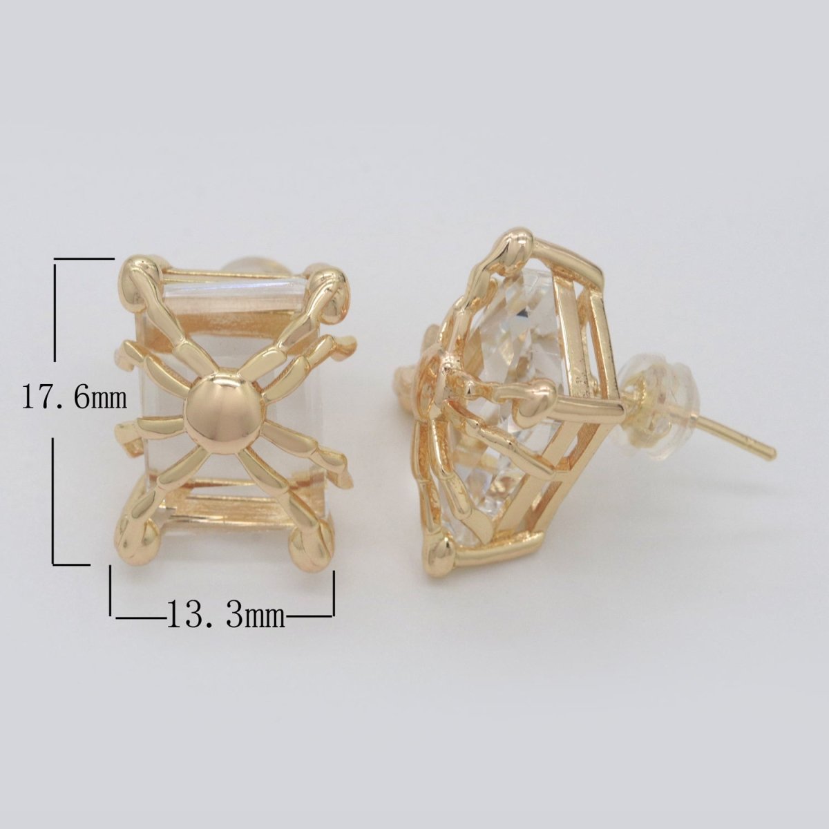 Clear Cz Stud Earrings / Mother's Day Gift / Minimalist Studs / Gold CZ Studs / Dainty Earrings / Gift For Her T-160 - DLUXCA