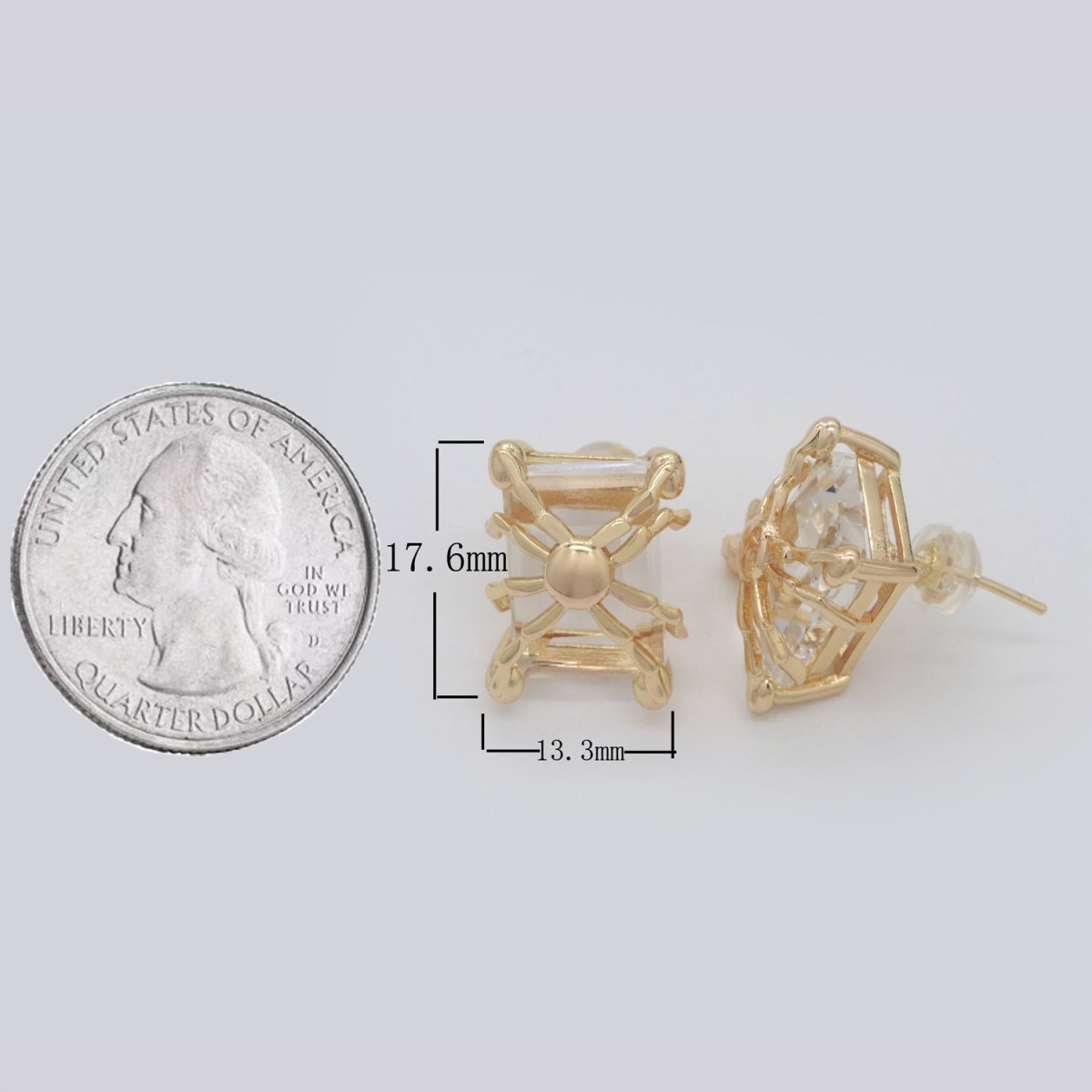 Clear Cz Stud Earrings / Mother's Day Gift / Minimalist Studs / Gold CZ Studs / Dainty Earrings / Gift For Her T-160 - DLUXCA