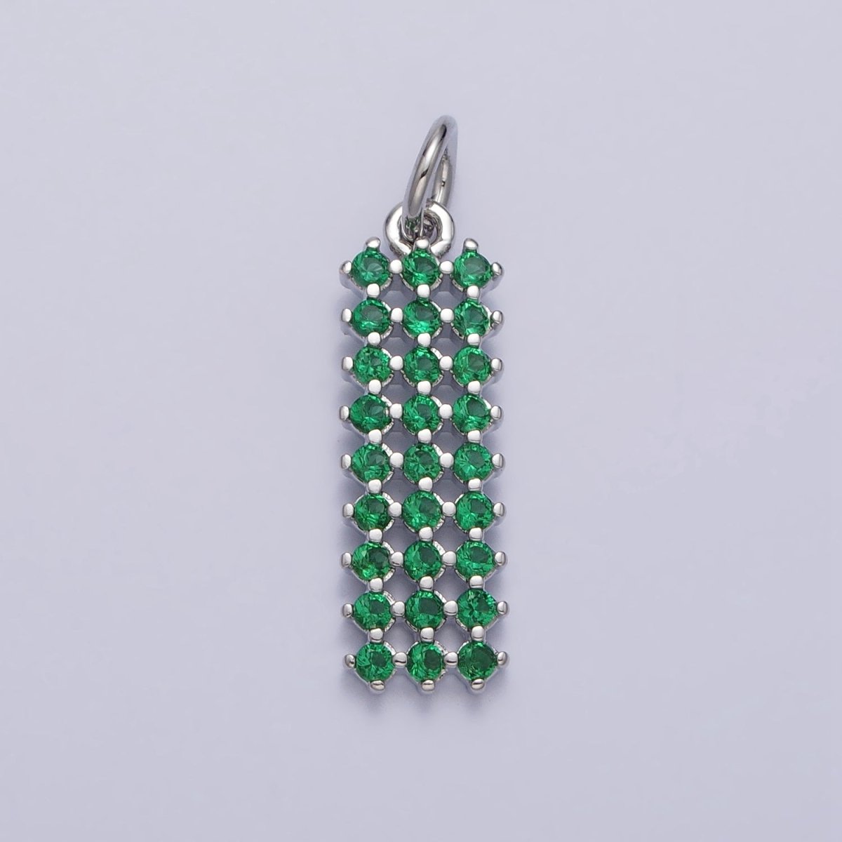 Clear, Green CZ Micro Paved Rectangular Bar Add-On Charm in Gold & Silver | AC205 AC206 - DLUXCA