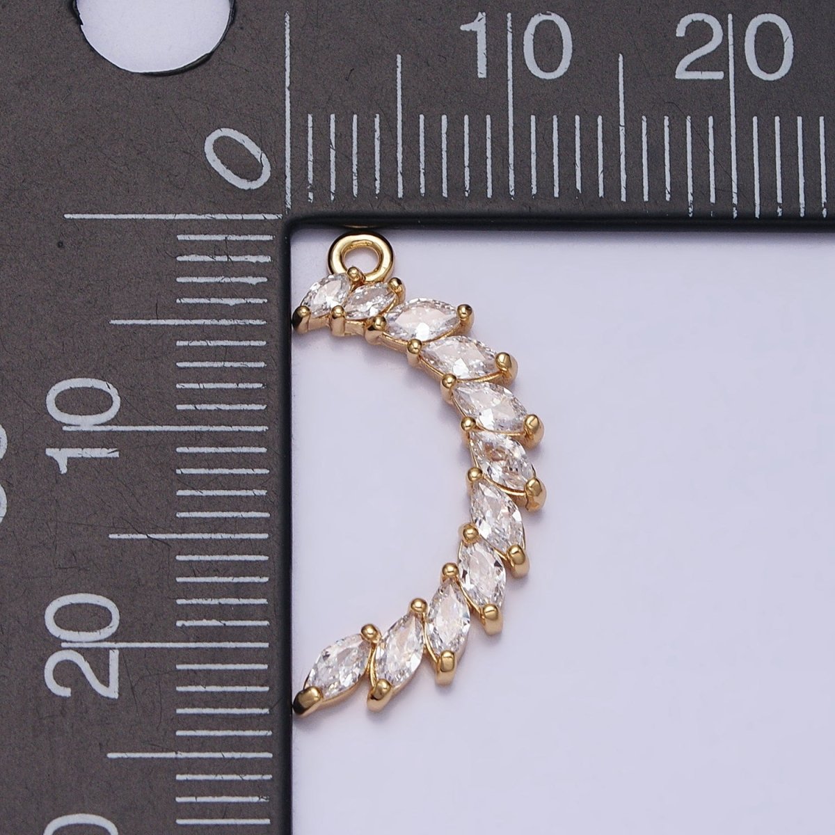 Clear Marquise Crescent CZ Lined Add-On Charm in Gold & Silver | AA960 AA961 - DLUXCA