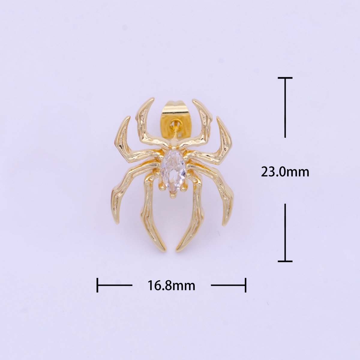 Clear Marquise Spider Black Widow Gold Studs Earrings | Y-094 - DLUXCA
