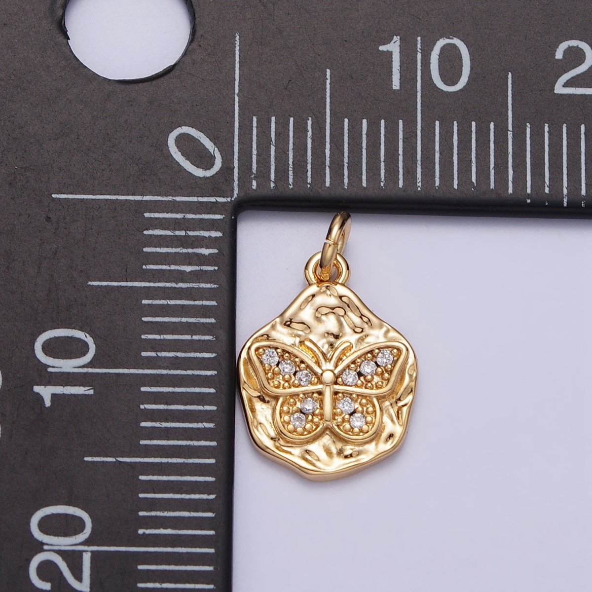 Clear Micro Paved CZ Butterfly Mariposa Hammered Chain in Gold & Silver | AC307 AC308 - DLUXCA
