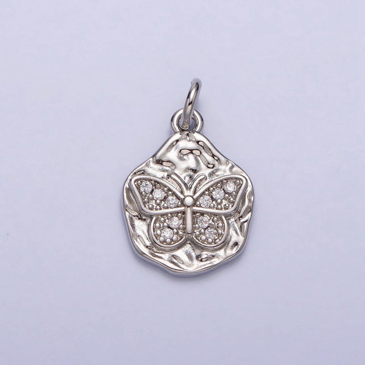 Clear Micro Paved CZ Butterfly Mariposa Hammered Chain in Gold & Silver | AC307 AC308 - DLUXCA