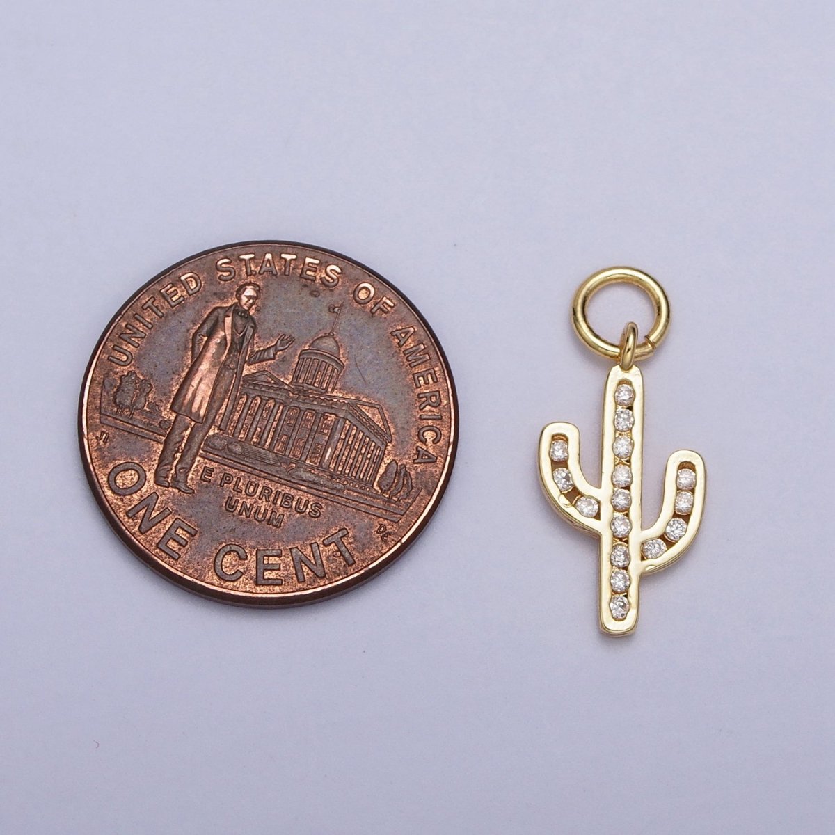 Clear Micro Paved CZ Cactus Desert Plant Charm in Gold & Silver | AC014 AC015 - DLUXCA