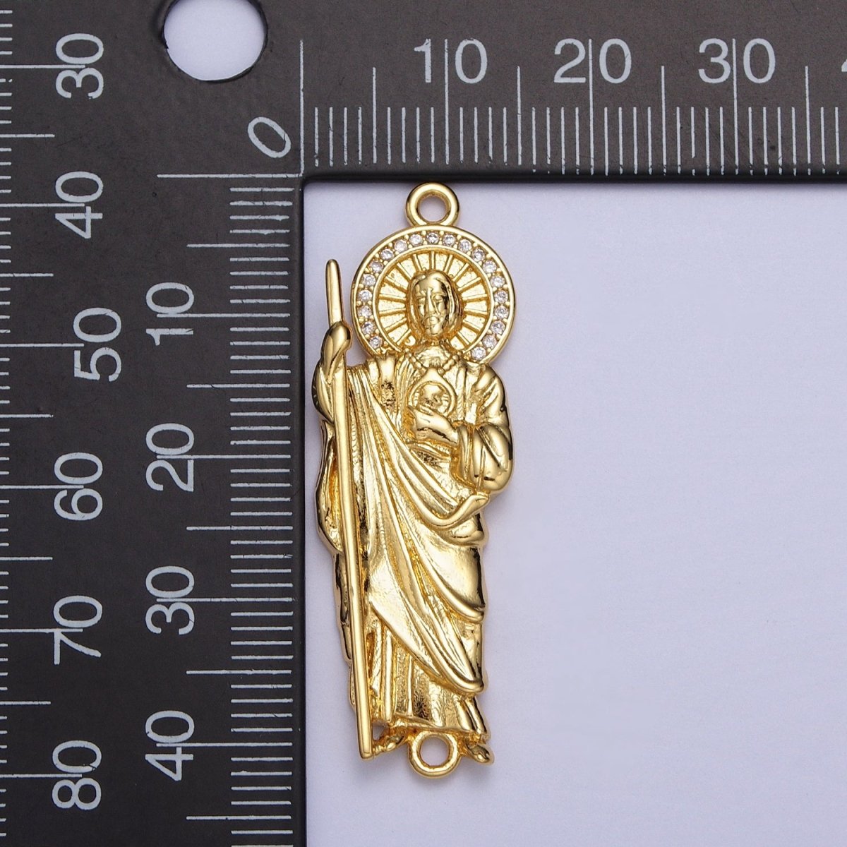 Clear Micro Paved CZ Grandiosa Cadena de San Judas Saint Judas Connector | Y-673 - DLUXCA