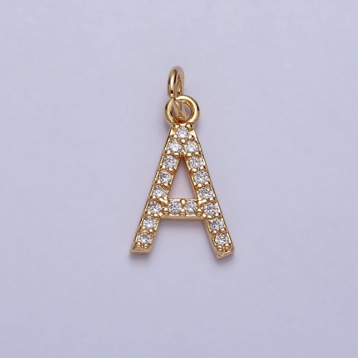 Clear Micro Paved CZ Initial Alphabet Letter Gold Personalized Charm | AC129 - AC154 - DLUXCA