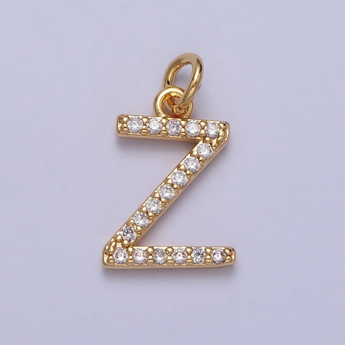 Clear Micro Paved CZ Initial Alphabet Letter Gold Personalized Charm | AC129 - AC154 - DLUXCA
