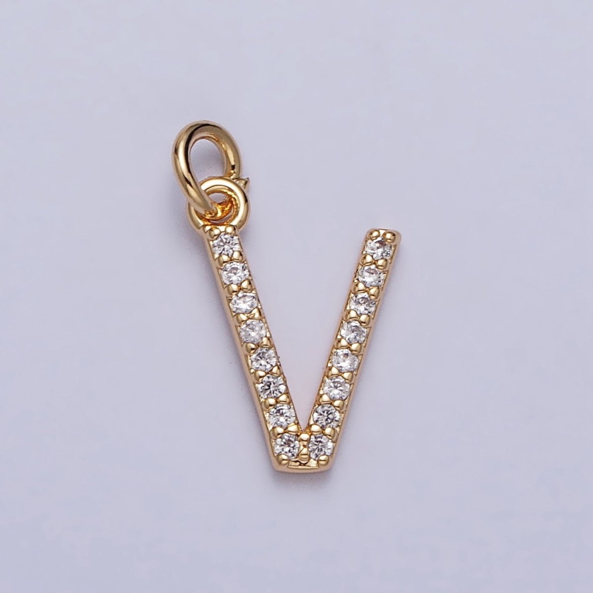 Clear Micro Paved CZ Initial Alphabet Letter Gold Personalized Charm | AC129 - AC154 - DLUXCA