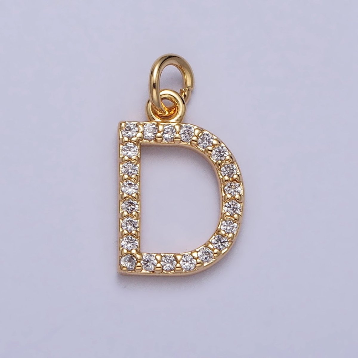 Clear Micro Paved CZ Initial Alphabet Letter Gold Personalized Charm | AC129 - AC154 - DLUXCA