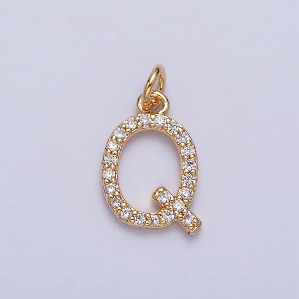 Clear Micro Paved CZ Initial Alphabet Letter Gold Personalized Charm | AC129 - AC154 - DLUXCA