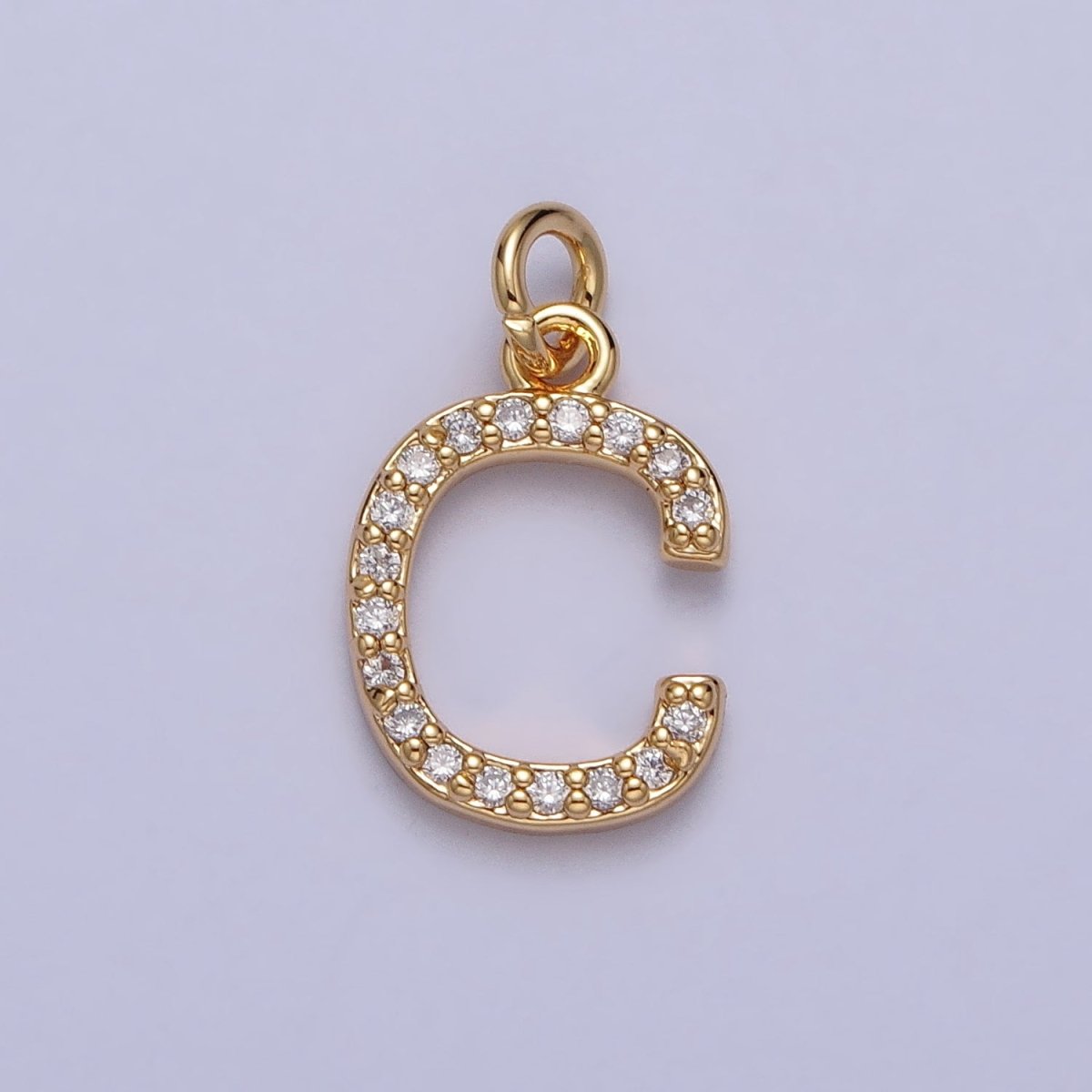 Clear Micro Paved CZ Initial Alphabet Letter Gold Personalized Charm | AC129 - AC154 - DLUXCA