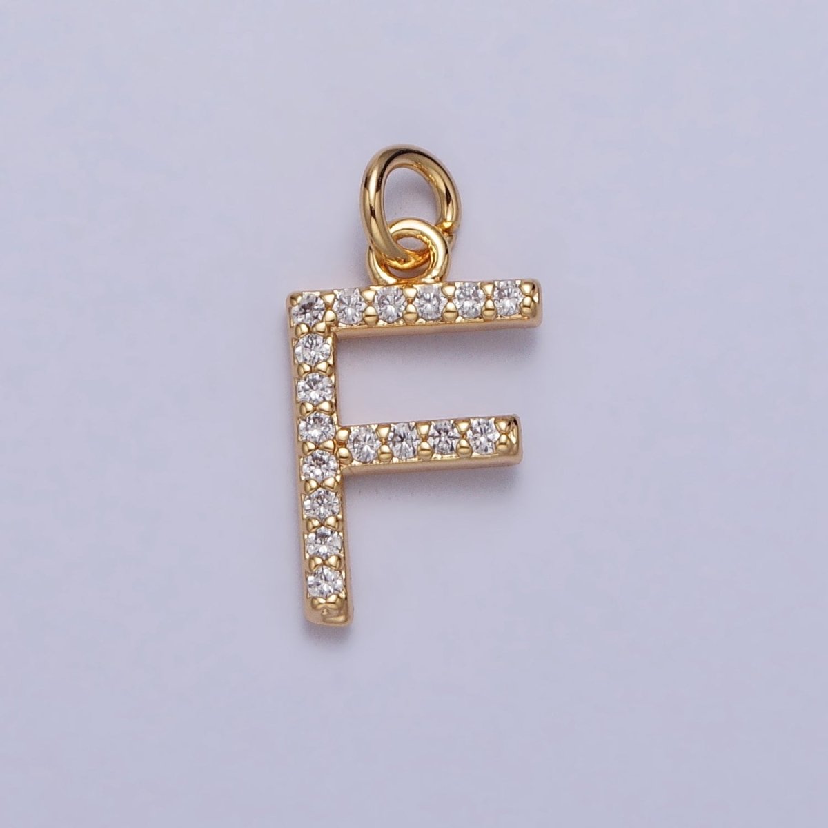 Clear Micro Paved CZ Initial Alphabet Letter Gold Personalized Charm | AC129 - AC154 - DLUXCA