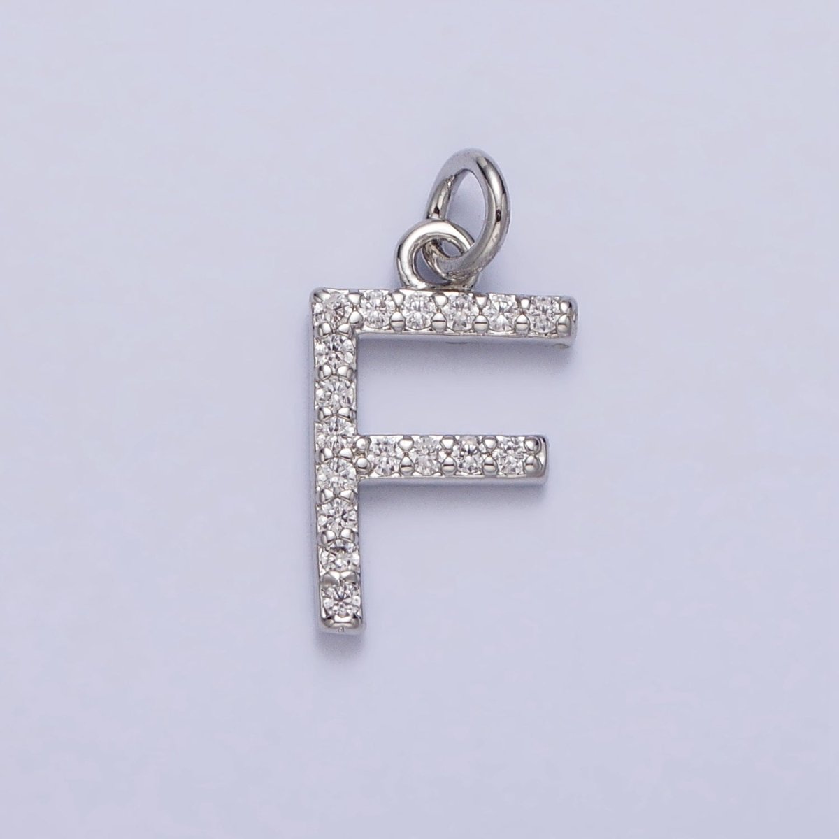Clear Micro Paved CZ Initial Alphabet Letter Silver Personalized Charm | AC155 - AC180 - DLUXCA