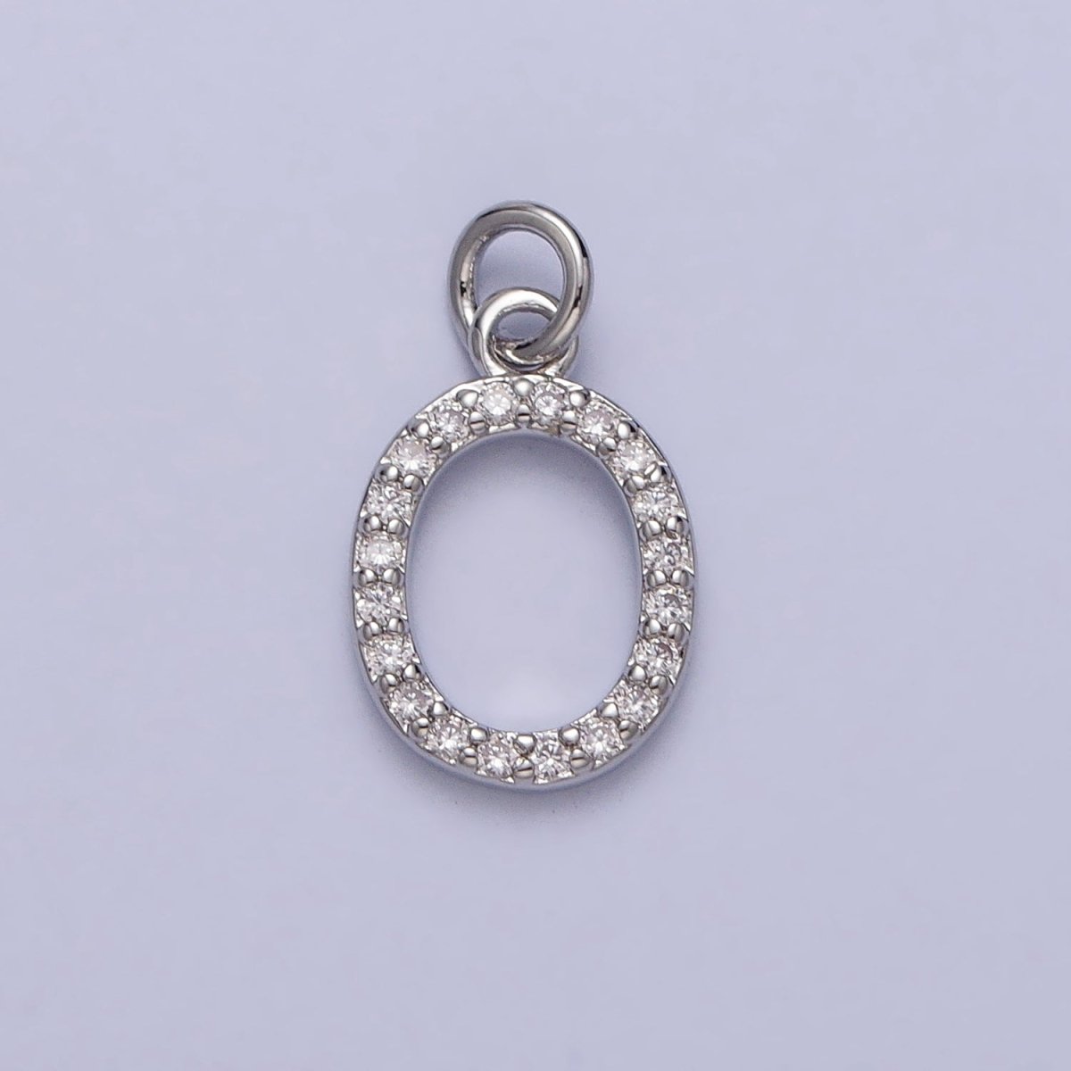 Clear Micro Paved CZ Initial Alphabet Letter Silver Personalized Charm | AC155 - AC180 - DLUXCA