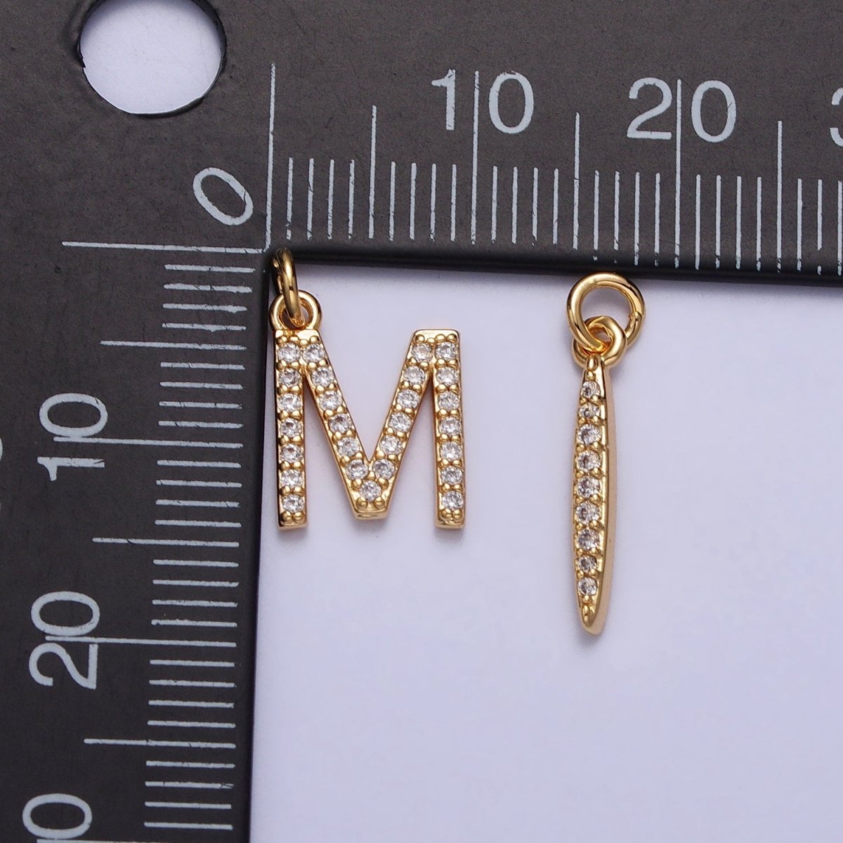 Clear Micro Paved CZ Initial Alphabet Letter Silver Personalized Charm | AC155 - AC180 - DLUXCA