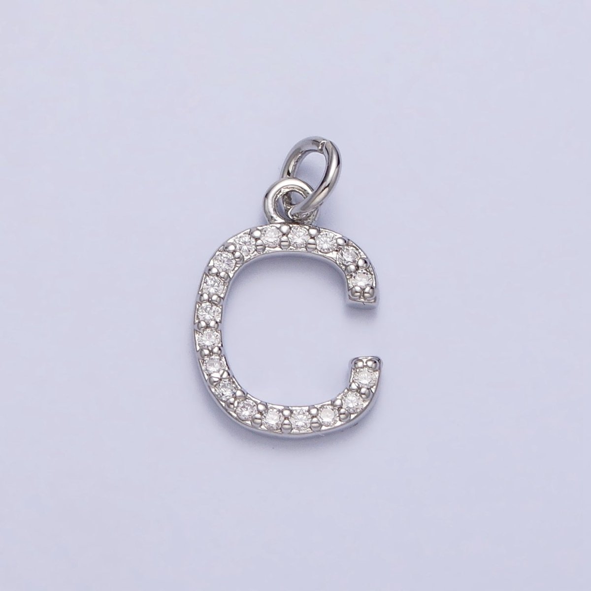 Clear Micro Paved CZ Initial Alphabet Letter Silver Personalized Charm | AC155 - AC180 - DLUXCA