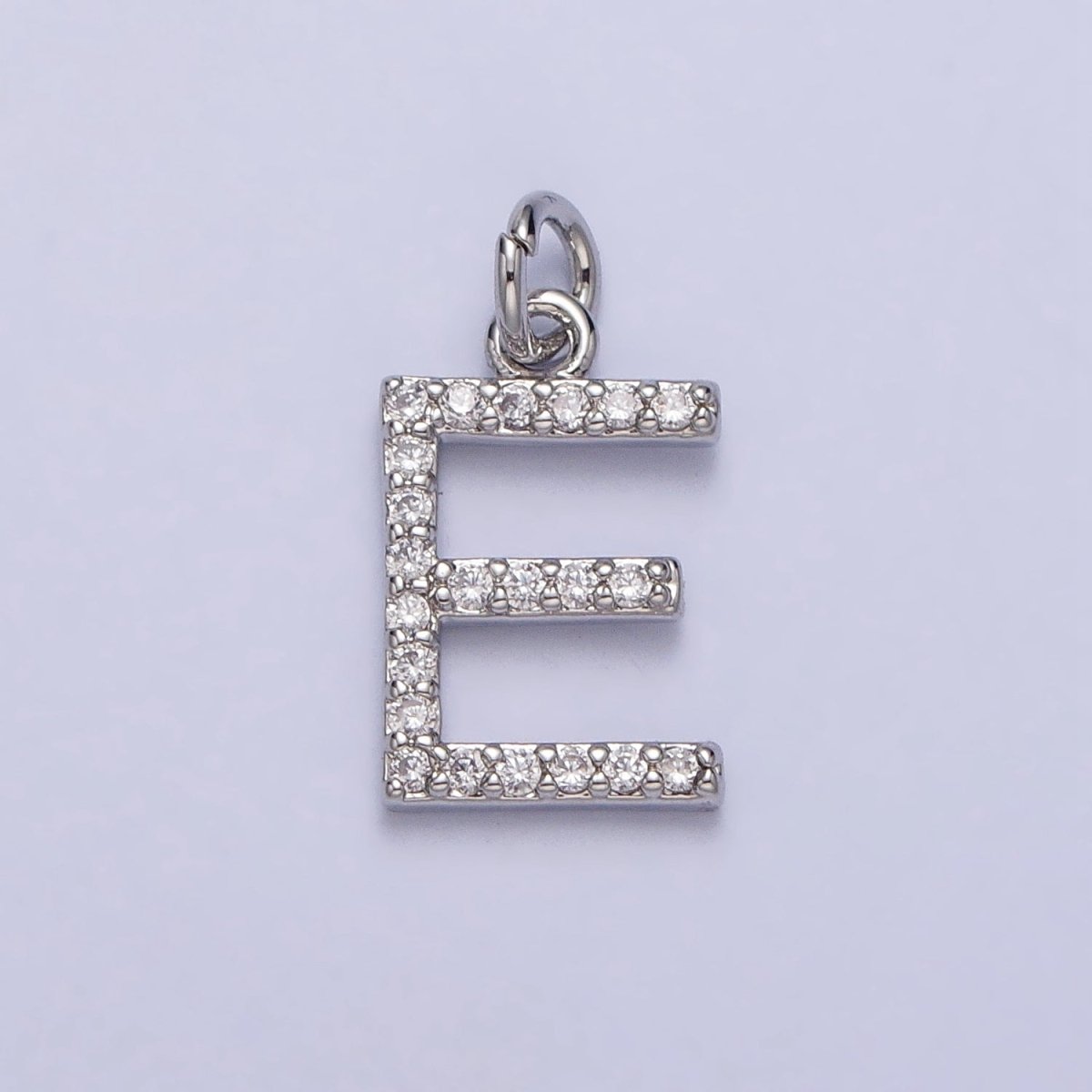 Clear Micro Paved CZ Initial Alphabet Letter Silver Personalized Charm | AC155 - AC180 - DLUXCA