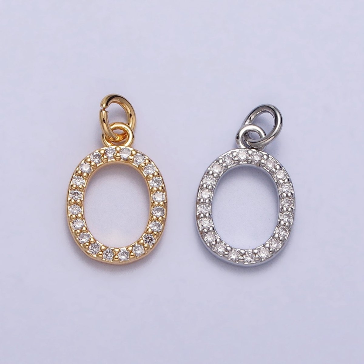 Clear Micro Paved CZ Initial Alphabet Letter Silver Personalized Charm | AC155 - AC180 - DLUXCA