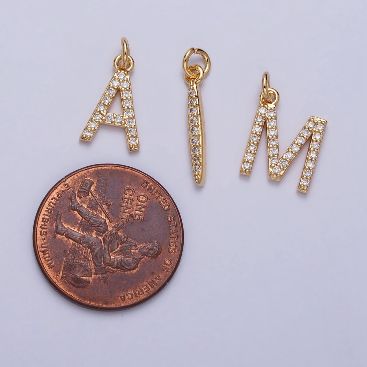 Clear Micro Paved CZ Initial Alphabet Letter Silver Personalized Charm | AC155 - AC180 - DLUXCA