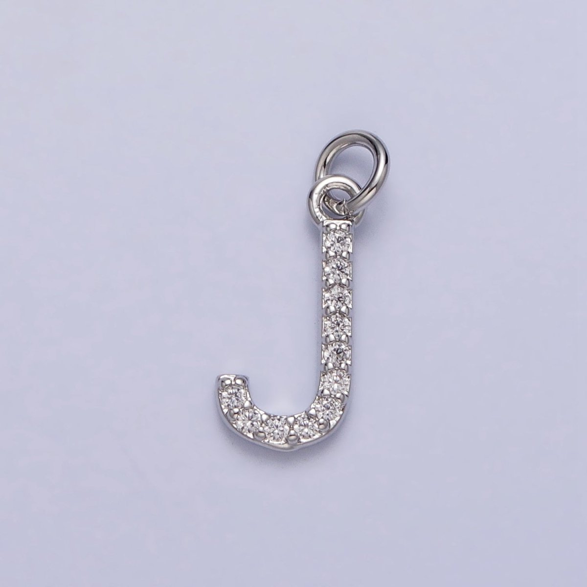 Clear Micro Paved CZ Initial Alphabet Letter Silver Personalized Charm | AC155 - AC180 - DLUXCA