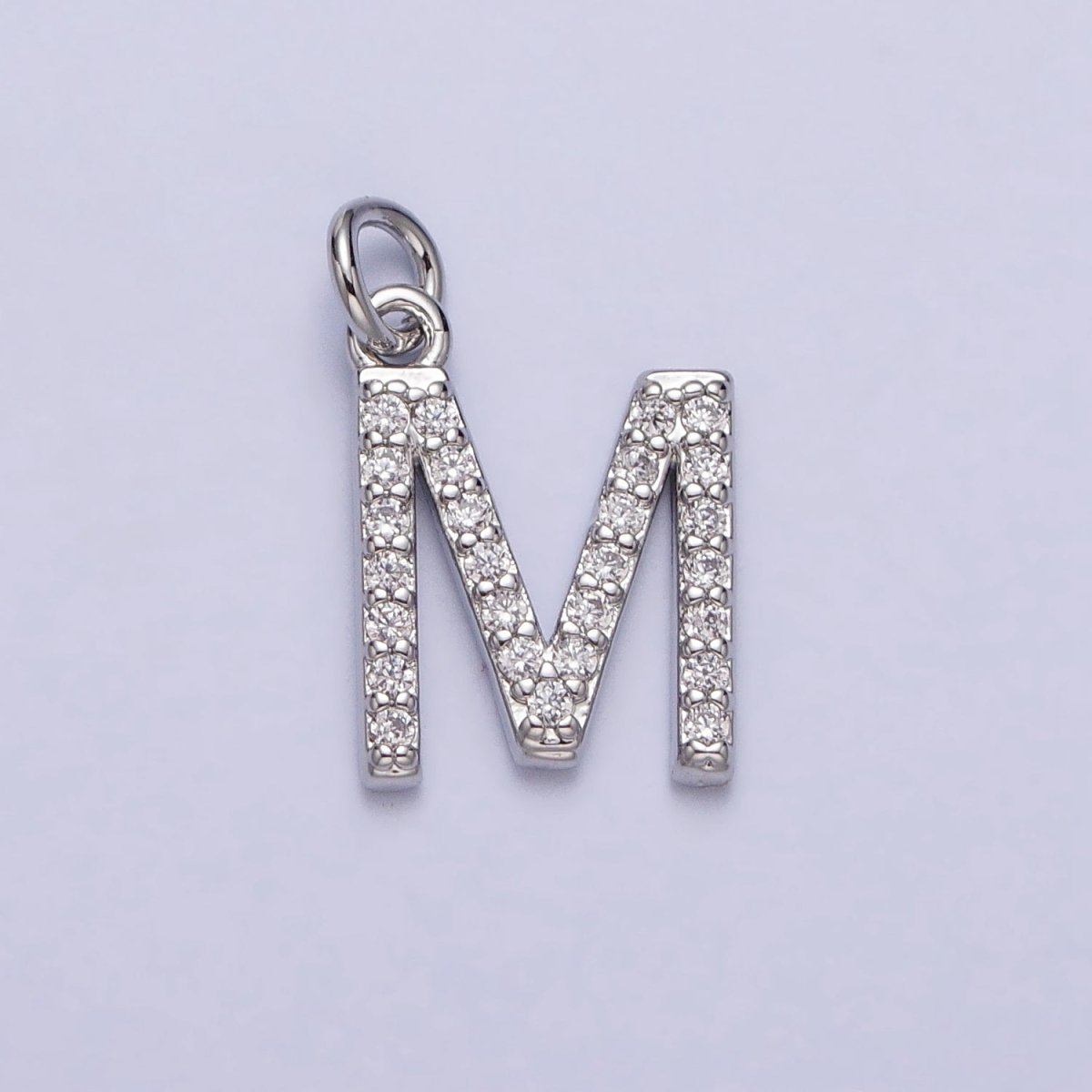 Clear Micro Paved CZ Initial Alphabet Letter Silver Personalized Charm | AC155 - AC180 - DLUXCA