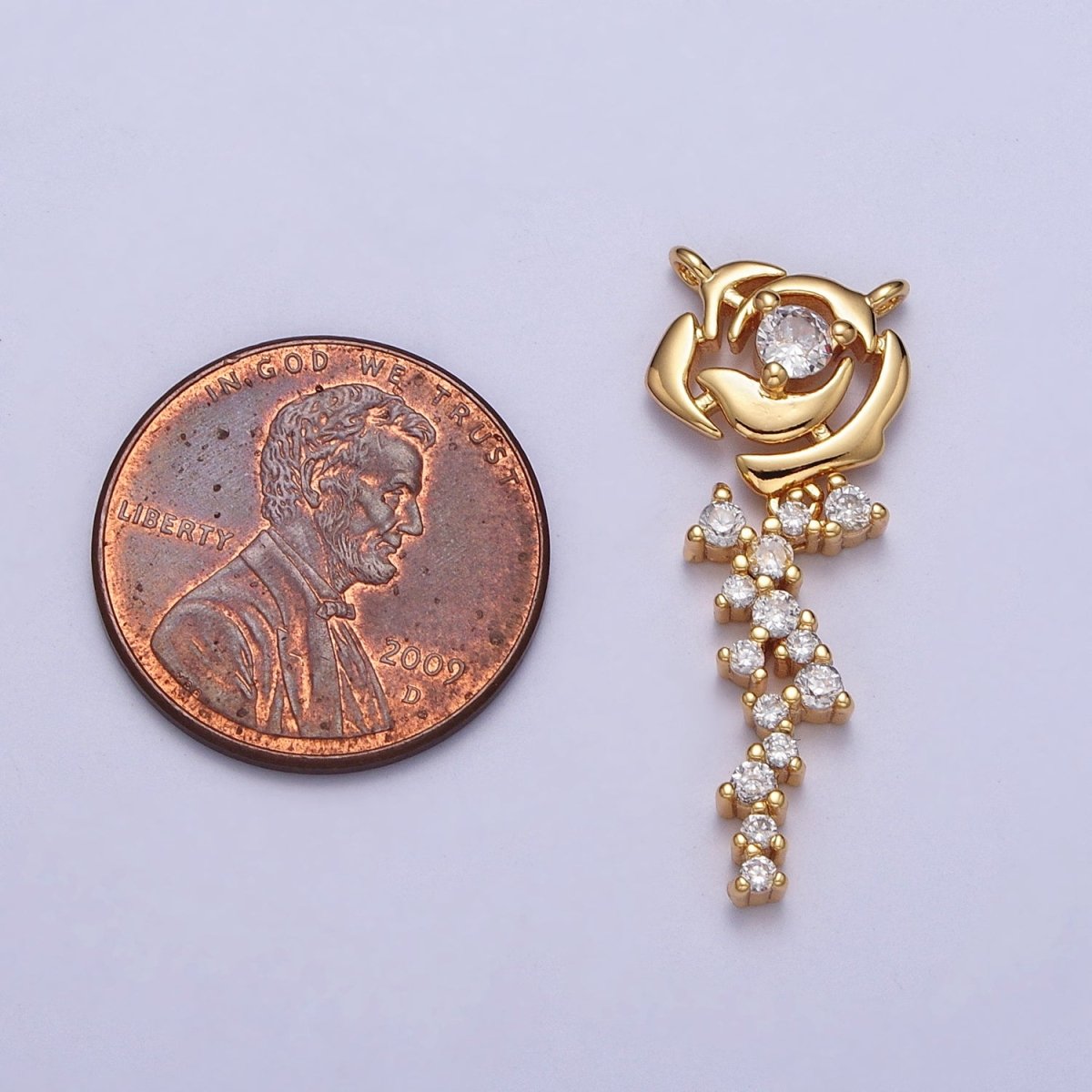 Clear Micro Paved CZ Rose June's Birth Flower Link Connector | Y-708 - DLUXCA