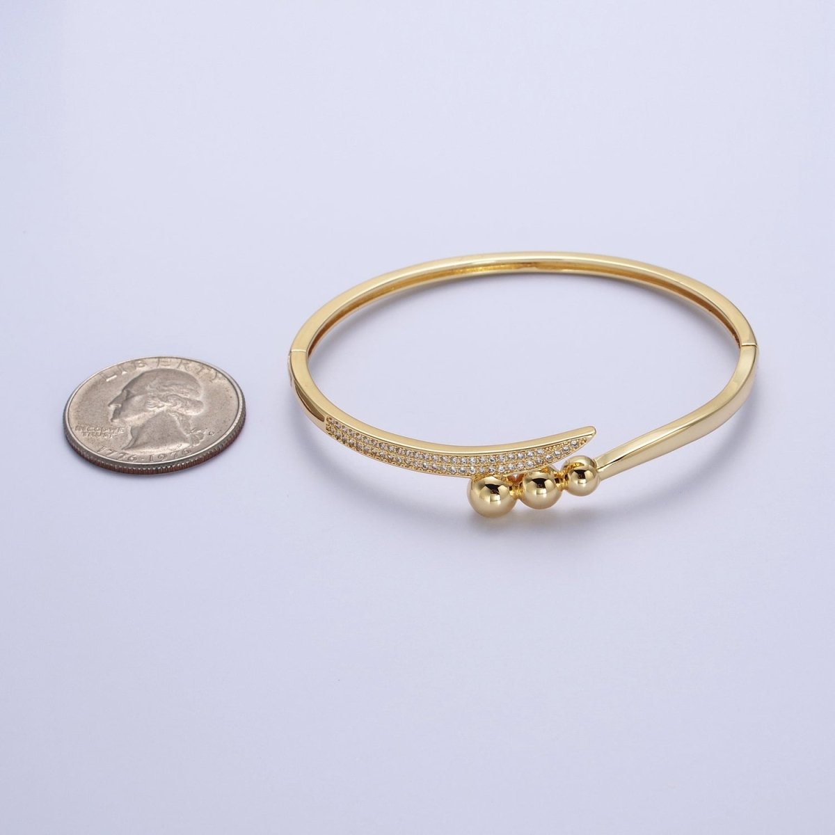 Clear Micro Paved CZ Rounded Beaded Bubble Ball Bangle Bracelet in Gold & Silver | WA-1515 WA-1516 Clearance Pricing - DLUXCA