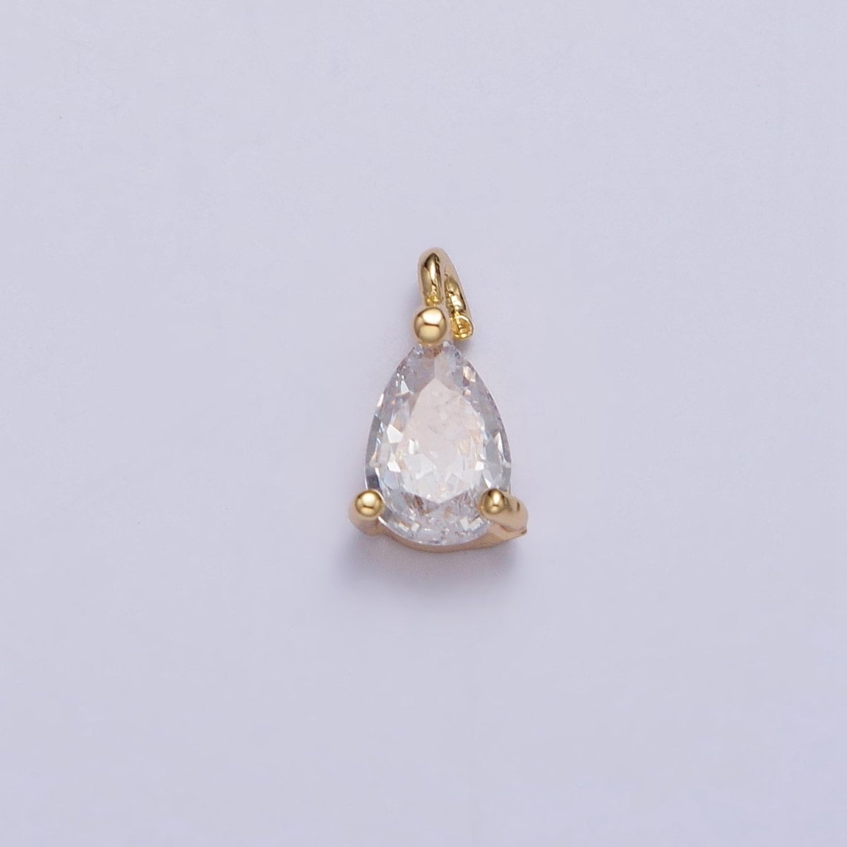 Clear Teardrop CZ Minimalist Add-On Charm in Gold & Silver | AC125 AC126 - DLUXCA