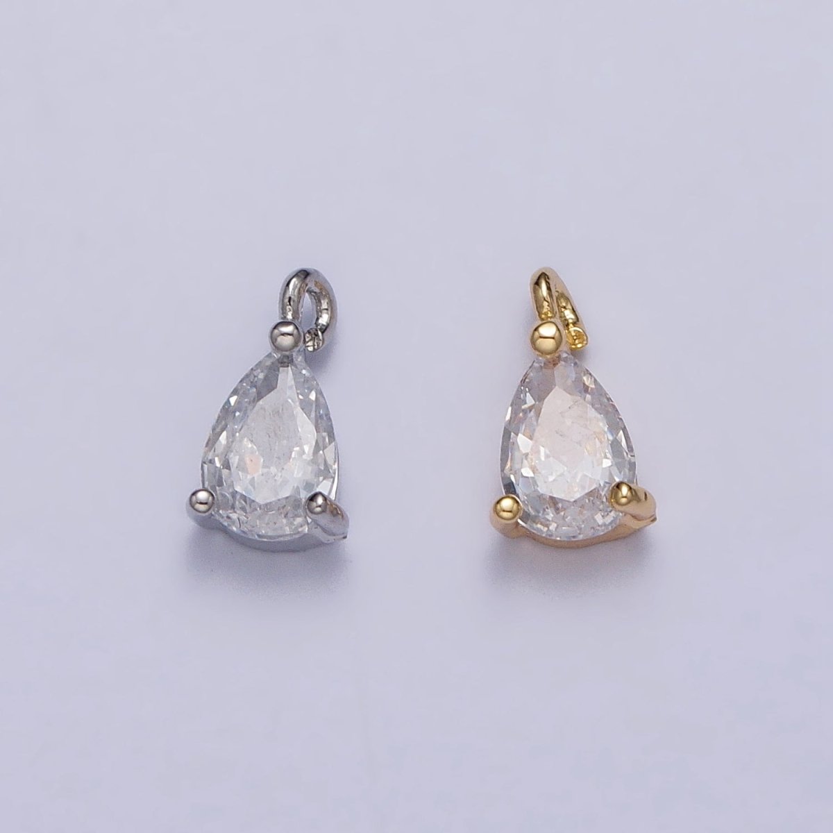 Clear Teardrop CZ Minimalist Add-On Charm in Gold & Silver | AC125 AC126 - DLUXCA