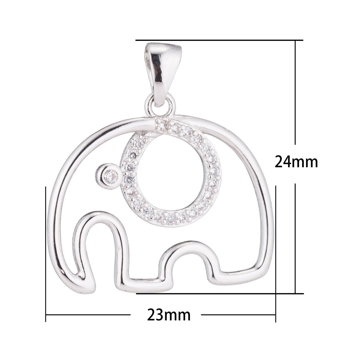 Clearance! Cute 24K Elephant Pave Cubic Zirconia Crystal Pendant for DIY Necklace H-202 - DLUXCA