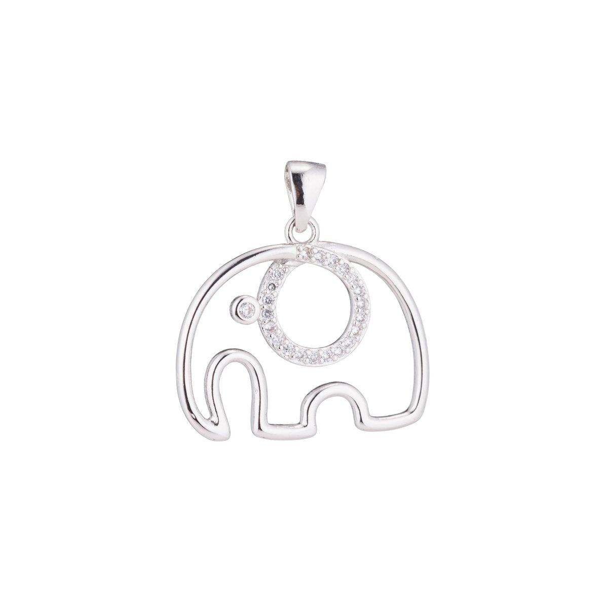 Clearance! Cute 24K Elephant Pave Cubic Zirconia Crystal Pendant for DIY Necklace H-202 - DLUXCA