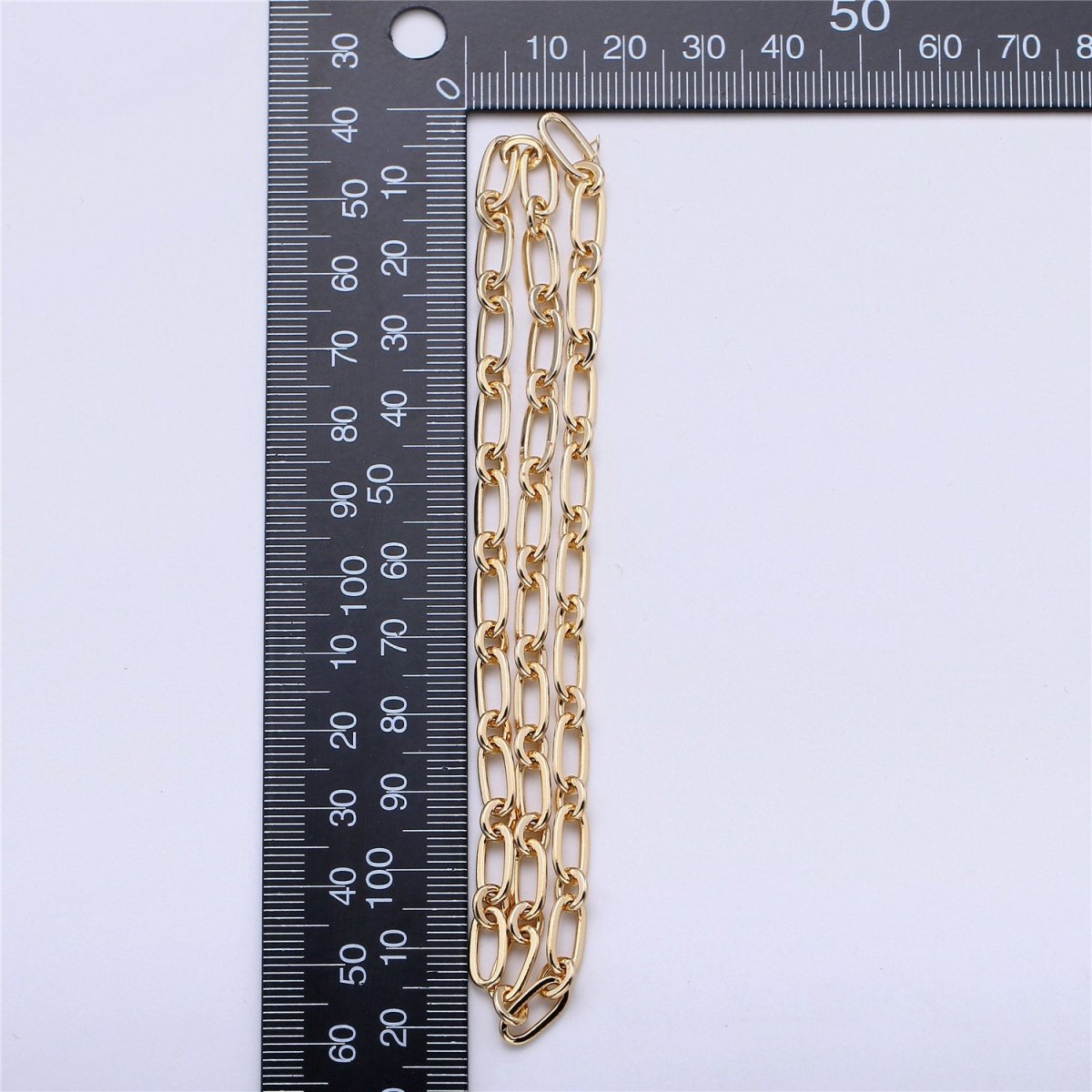 Clearance Price Blowout 24K Gold Filled Chain, 1 Yard / 3 Feet Oval Link Chain for Necklace, 10x3mm PAPER CLIP Chain for Necklace Bracelet Anklet Component Supply | ROLL-004 - DLUXCA